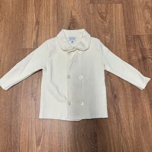 Magil Baby Italy Baby Boys Double Breasted Cream Cardigan Sweater Knit Size 12M